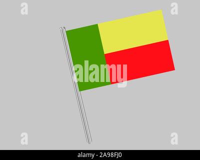 Bandiera nazionale della Repubblica del Benin. colori originali e proporzione. Semplicemente illustrazione vettoriale EPS10, da paesi flag impostato. Illustrazione Vettoriale