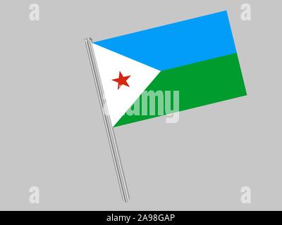 Bandiera nazionale della Repubblica di Gibuti. colori originali e proporzione. Semplicemente illustrazione vettoriale EPS10, da paesi flag impostato. Illustrazione Vettoriale