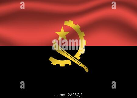 Bandiera nazionale della Repubblica di Angola. colori originali e proporzione. Semplicemente illustrazione vettoriale EPS10, da paesi flag impostato. Illustrazione Vettoriale