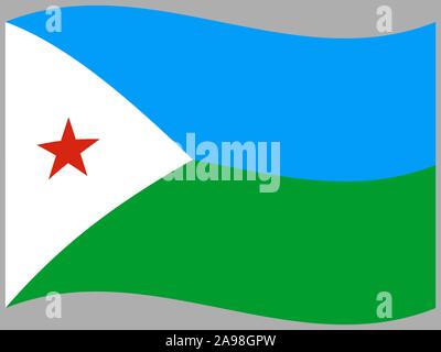 Bandiera nazionale della Repubblica di Gibuti. colori originali e proporzione. Semplicemente illustrazione vettoriale EPS10, da paesi flag impostato. Illustrazione Vettoriale