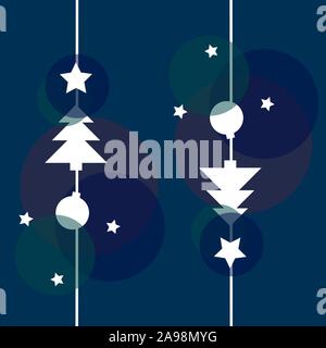 Silhouette White abete pallina big star cerchi night pattern   by jziprian Illustrazione Vettoriale