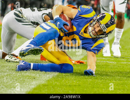 Ottobre 27 2019 Londra UK Los Angeles Rams wide receiver Kupp Cooper (18) touchdown durante il gioco di NFL tra i Cincinnati Bengals e il Los Angeles Rams on Ottobre 27, 2019 allo Stadio di Wembley a Londra, Inghilterra Foto Stock