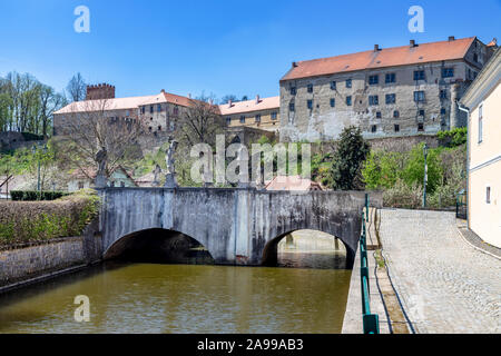 Zámek, Židovský più, Brtnice, Oberland, Česká republika / Castello, Ponte ebraica, città Brtnice, Regione di Vysocina, Repubblica Ceca, Europa Foto Stock
