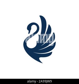 Nuovo lusso elegante ali spreading swan logo design logotipo vettoriale illustrazione di segno Illustrazione Vettoriale