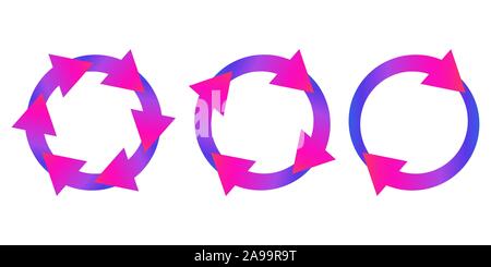 Serie di frecce cerchio. Ricaricare le frecce isolato. Colore aggiorna le frecce del vettore. Frecce di cerchio per una infografica Illustrazione Vettoriale