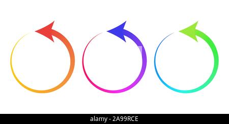 Serie di frecce cerchio. Ricaricare le frecce isolato. Colore aggiorna le frecce del vettore. Frecce di cerchio per una infografica Illustrazione Vettoriale