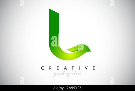 L anta lettera icona Logo Design in colori verde. Eco Bio Design lettera illustrazione vettoriale. Illustrazione Vettoriale