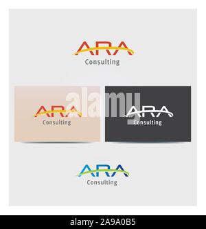 Icona lettera ARA, Logo per il business aziendale, scheda Mock up in diversi colori Illustrazione Vettoriale