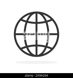 Icona del mondo - vettore. Pianeta nero icona. Icona a forma di globo in stile appartamento, isolata. Illustrazione Vettoriale