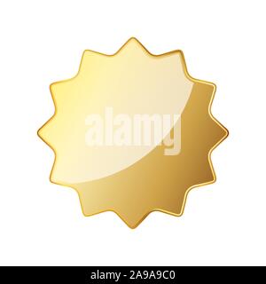 Svuotare sigillo d'oro icona. Illustrazione Vettoriale. Bianco lucido dorato etichetta isolati su sfondo bianco Illustrazione Vettoriale