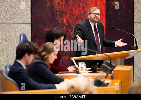 Den Haag, Paesi Bassi. Xiv Nov, 2019. DEN HAAG, 14-11-2019, il dibattito su stikstofcrisis nei Paesi Bassi. SP membro del parlamento Frank Futselaar. Credito: Pro scatti/Alamy Live News Foto Stock