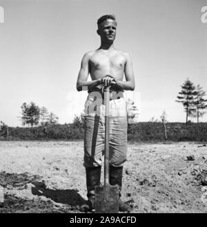 I lavoratori del Reichsarbeitsdienst in azione, Germania 1930s. Foto Stock