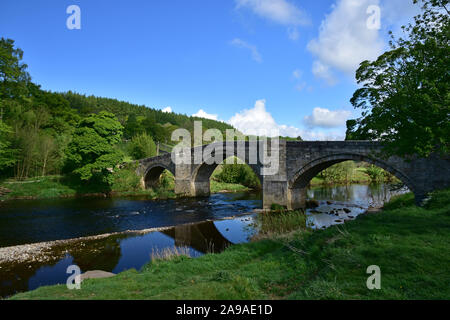 Barden ponte, sul fiume Wharfe, Barden, North Yorkshire Foto Stock