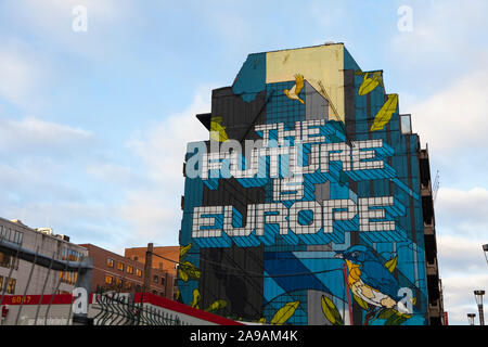 Il futuro è l' Europa murale, Rue de la Loi, Brussel su Rue de la Loi, 103 1000 Bruxelles. Foto Stock