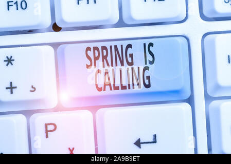 Parola di scrittura di testo la primavera è chiamata. Business photo vetrina per tempo per fiori Marzo prossimi bellissimi colori Sunny Foto Stock