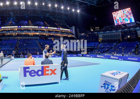 Londra, Regno Unito. Xiv Nov, 2019. matteo berettini, ita, durante Nitto ATP Training finale DOMINIC THIEM - MATTEO BERRETTINI, Tennis Internazionali a Londra, UK, 14 novembre 2019 - LPS/Roberto Zanettin Credito: Roberto Zanettin/LP/ZUMA filo/Alamy Live News Foto Stock