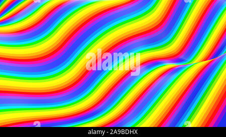 Multicolore strisce ondulate. Computer superficie generata con colori dell'arcobaleno, rendering 3D Foto Stock