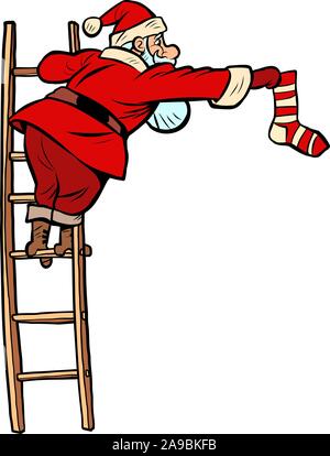 calzino regalo. Natale personaggio Babbo Natale nuovo anno Illustrazione Vettoriale