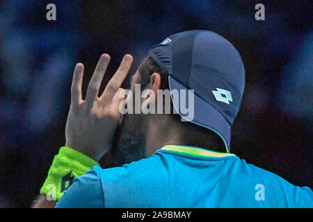 Londra, Italia, 14 Nov 2019, Matteo berrettini ,ita, durante Nitto ATP Training finale e Match DOMINIC THIEM - MATTEO BERRETTINI - Tennis intenzionali - Credito: LPS/Roberto Zanettin/Alamy Live News Foto Stock