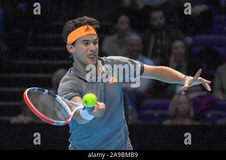 Londra, Italia, 14 Nov 2019, Dominic thiem ,aut, durante Nitto ATP Training finale e Match DOMINIC THIEM - MATTEO BERRETTINI - Tennis intenzionali - Credito: LPS/Roberto Zanettin/Alamy Live News Foto Stock