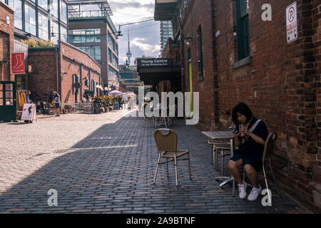 Distillery District (Ex Gooderham e mosto Distillery) a Toronto in Canada Foto Stock