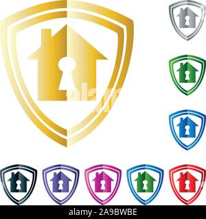 Case, immobili, agenti immobiliari, logo Illustrazione Vettoriale