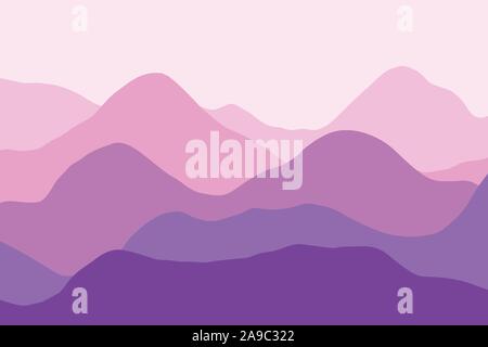Vista panoramica della digital foggy paesaggio di montagna con strati Illustrazione Vettoriale