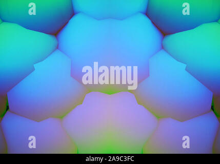 Abstract background simmetrica con 3d forme e colori vibranti Foto Stock