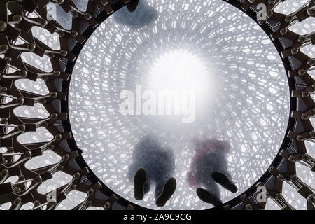 In corrispondenza di una torreggiante 17 metri di altezza, l'alveare è un impressionante installazione nel cuore di un prato di fiori selvaggi che ricrea la vita all'interno di un alveare Foto Stock