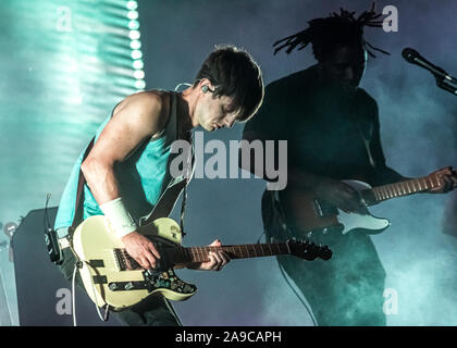 Bloc Party performing live, del rivestimento del padiglione in corrispondenza vittorioso Festival 2019 sullo stadio di Castello, 24 agosto 2019. Foto Stock