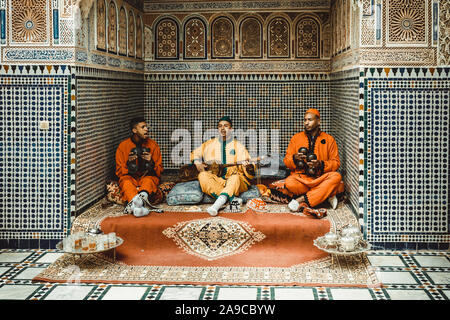 Marocchino tradizionale musicisti Foto Stock