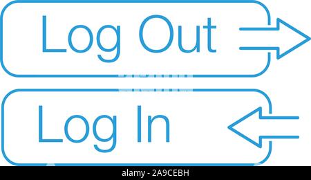 Login e logout i pulsanti con le frecce. può essere utilizzata per il web, ui, app. Stock illustrazione vettoriale isolato Illustrazione Vettoriale