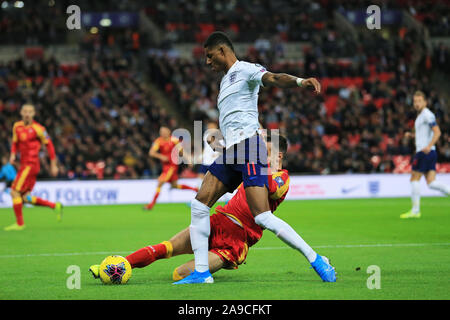 Londra, Regno Unito. Xiv Nov, 2019. Marcus Rashford di Inghilterra vince il paranco durante UEFA campionato europeo Gruppo un match di qualificazione tra Inghilterra e Montenegro allo Stadio di Wembley, Londra giovedì 14 novembre 2019. (Credit: Leila Coker | MI News) La fotografia può essere utilizzata solo per il giornale e/o rivista scopi editoriali, è richiesta una licenza per uso commerciale Credito: MI News & Sport /Alamy Live News Foto Stock