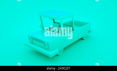 Blu a bassa poli cartoon auto del raccoglitore. 3D'illustrazione. Foto Stock