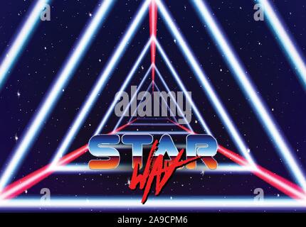 Il Neon in tunnel di spazio con 80s stile linee lazer Illustrazione Vettoriale