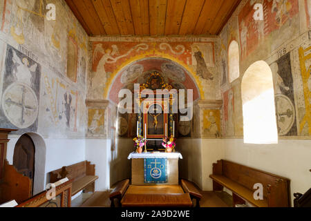 Late-Gothic affreschi del coro parrocchiale San Michele, Pfofeld, Frankish paese sul mare, Franconia centrale, Franconia, Baviera, Germania Foto Stock