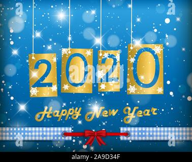 Felice Anno Nuovo 2020 colorato greeting card llustration Illustrazione Vettoriale