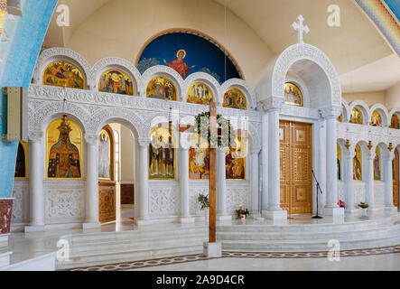 Ikon nel presbiterio, ortodossa cattedrale di ascensione, Cattedrale dell'Ascensione di Cristo, Katedralja e Ringjalljës së Krishtit, Tirana, Albania Foto Stock