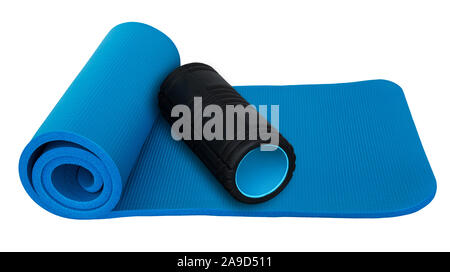 Tappetino fitness e rotolo nero Foto Stock