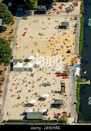 Seaside Beach parco acquatico al Lago Baldeneysee, Valle della Ruhr, Baldeney, Essen, la zona della Ruhr, Nord Reno-Westfalia, Germania Foto Stock