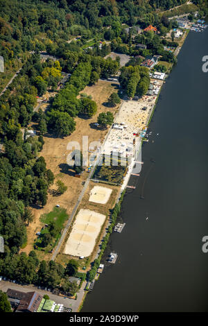 Seaside Beach parco acquatico al Lago Baldeneysee, Valle della Ruhr, Baldeney, Essen, la zona della Ruhr, Nord Reno-Westfalia, Germania Foto Stock