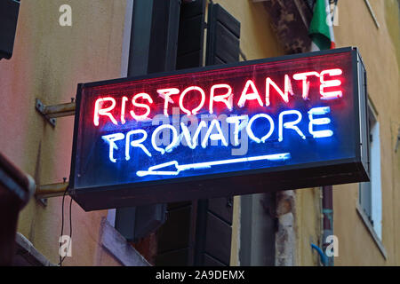 Restaurant sign Trovatore a Venezia, Veneto, Italia Foto Stock