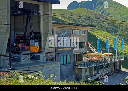 Stazione Höfatsblick del Nebelhorn Funivia, Oberstdorf, Algovia, Svevia, Baviera, Germania Foto Stock