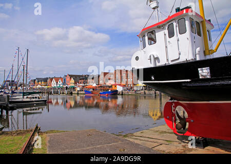 Il vecchio porto di Husum, Schleswig-Holstein, Germania Foto Stock