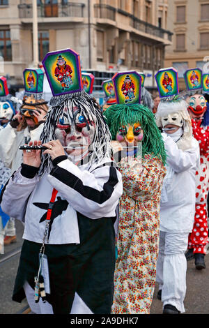 Parade presso il Carnevale di Basilea, Basilea, il Cantone di Basilea Città, Svizzera Foto Stock