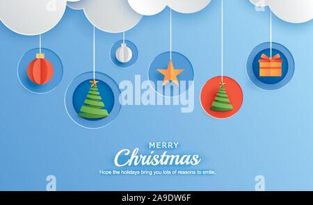 Buon Natale e felice anno nuovo biglietto di auguri Modello di pagina di intestazione. Utilizzare per il sito web della testata, coperchio, flyer. Illustrazione Vettoriale