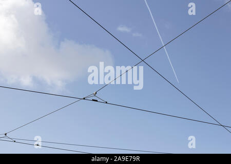 Fili di overhead a Lisbona, Foto Stock