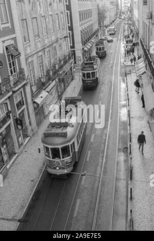 Il tram a Lisbona, Foto Stock