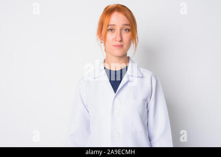 Ritratto di giovane bella donna redhead medico Foto Stock