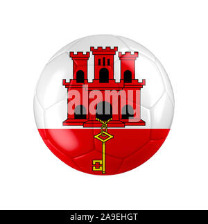 Soccer Football ball con la bandiera di Gibilterra Foto Stock